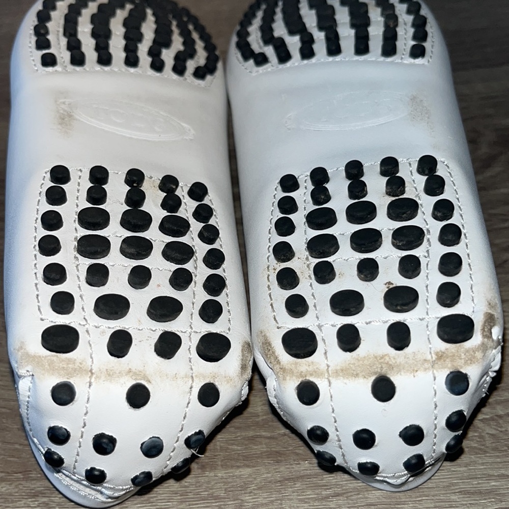 Authentic Tod’s Double T White Leather Gommino Driving Loafer Shoes - Picture 12 of 16